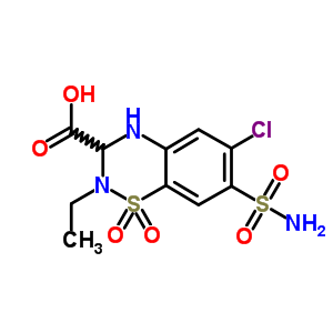 2H-1,2,4-benzothiadiazine-3-carboxylicacid, 7-(aminosulfonyl)-6-chloro-2-ethyl-3,4-dihydro-, 1,1-dioxide Structure,64932-76-9Structure