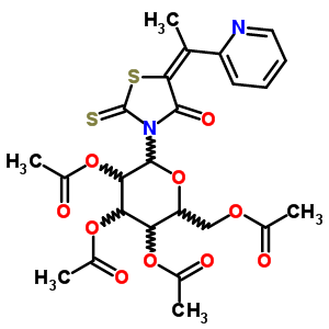 4-Thiazolidinone,5-[1-(2-pyridinyl)ethylidene]-3-(2,3,4,6-tetra-o-acetyl-b-d-glucopyranosyl)-2-thioxo- Structure,65562-36-9Structure