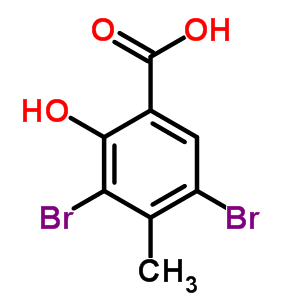 3,5-Dibromo-2-hydroxy-4-methyl-benzoic acid Structure,6623-36-5Structure