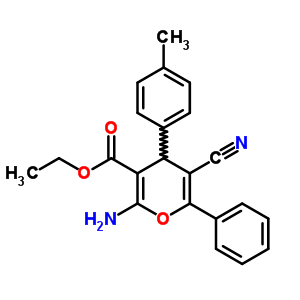 4H-pyran-3-carboxylicacid, 2-amino-5-cyano-4-(4-methylphenyl)-6-phenyl-, ethyl ester Structure,66727-78-4Structure