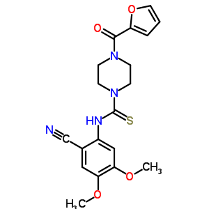 N-(2-cyano-4,5-dimethoxy-phenyl)-4-(furan-2-carbonyl)piperazine-1-carbothioamide Structure,67817-56-5Structure