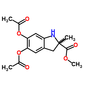 1H-indole-2-carboxylic acid, 5,6-bis(acetyloxy)-2, 3-dihydro-2-methyl-, methyl ester Structure,72014-01-8Structure