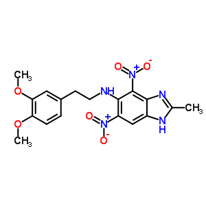 N-[2-(3,4-dimethoxyphenyl)ethyl]-2-methyl-4,6-dinitro-1h-benzoimidazol-5-amine Structure,72766-27-9Structure