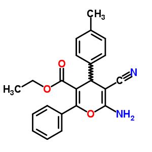 Ethyl 6-amino-5-cyano-4-(4-methylphenyl)-2-phenyl-4h-pyran-3-carboxylate Structure,73035-27-5Structure