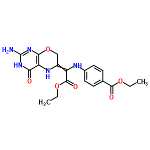 Benzoic acid,4-[[1-(2-amino-3,5-dihydro-4-oxo-4h-pyrimido[4,5-b][1,4]oxazin-6(7h)-ylidene)-2-ethoxy-2-oxoethyl]amino]-,ethyl ester Structure,73217-08-0Structure