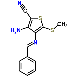 3-Amino-4-(benzylideneamino)-5-methylsulfanyl-thiophene-2-carbonitrile Structure,74013-15-3Structure