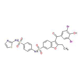 3-(3,5-Dibromo-4-hydroxybenzoyl)-2-ethyl-n-[4-[(2-thiazolylamino)sulfonyl]phenyl]-6-benzofuransulfonamide Structure,765317-72-4Structure