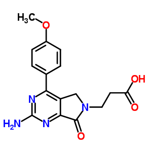 3-[3-Amino-5-(4-methoxyphenyl)-9-oxo-2,4,8-triazabicyclo[4.3.0]nona-1,3,5-trien-8-yl]propanoic acid Structure,76628-76-7Structure