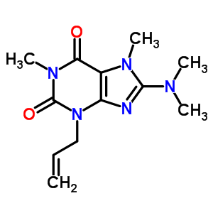 8-Dimethylamino-1,7-dimethyl-3-prop-2-enyl-purine-2,6-dione Structure,7702-20-7Structure