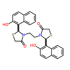 2-(2-Hydroxynaphthalen-1-yl)-3-[2-[2-(2-hydroxynaphthalen-1-yl)-4-oxo-thiazolidin-3-yl]ethyl]thiazolidin-4-one Structure,81512-19-8Structure