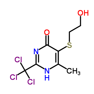 4(1H)-pyrimidinone, 5-[(2-hydroxyethylthio]-6-methyl-2-(trichloromethyl)- Structure,82551-97-1Structure