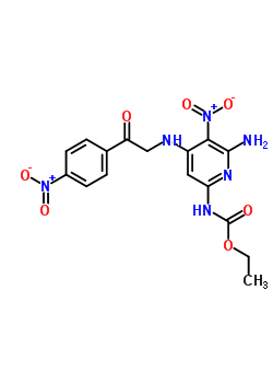 Ethyl n-[6-amino-5-nitro-4-[[2-(4-nitrophenyl)-2-oxo-ethyl]amino]pyridin-2-yl]carbamate Structure,84688-07-3Structure