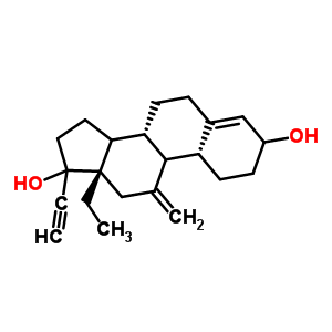 (8S,10r,13s)-13-ethyl-17-ethynyl-11-methylene-2,3,6,7,8,9,10,11,12,13,14,15,16,17-tetradecahydro-1h-cyclopenta[a]phenanthrene-3,17-diol Structure,869627-85-0Structure