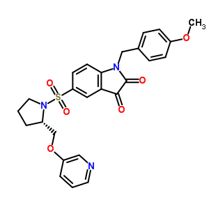 1-(4-Methyoxybenzyl)-5-(2-(pyridin-3-yl-oxymethyl)-pyrrolidine-1-sulfonyl)-1h-indole-2,3-dione Structure,872254-32-5Structure