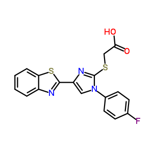 2-[4-Benzothiazol-2-yl-1-(4-fluorophenyl)imidazol-2-yl]sulfanylacetic acid Structure,87812-16-6Structure