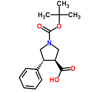 (3S,4r)-1-(tert-butoxycarbonyl)-4-phenylpyrrolidine-3-carboxylic acid Structure,884048-45-7Structure