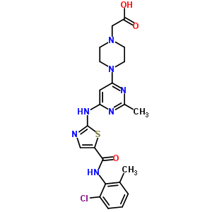 {4-[6-({5-[(2-Chloro-6-methylphenyl)carbamoyl]-1,3-thiazol-2-yl}amino)-2-methyl-4-pyrimidinyl]-1-piperazinyl}acetic acid Structure,910297-53-9Structure