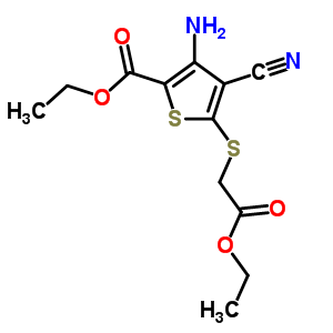 Ethyl 3-amino-4-cyano-5-(ethoxycarbonylmethylsulfanyl)thiophene-2-carboxylate Structure,91568-02-4Structure