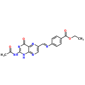 Ethyl 4-[(2-acetamido-4-oxo-1h-pteridin-6-yl)methylideneamino]benzoate Structure,92071-06-2Structure