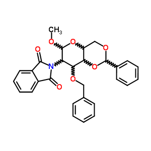 Methyl 3-o-benzyl-4,6-o-benzylidene-2-deoxy-2-(1,3-dioxo-1,3-dihydro-2h-isoindol-2-yl)hexopyranoside Structure,97276-96-5Structure